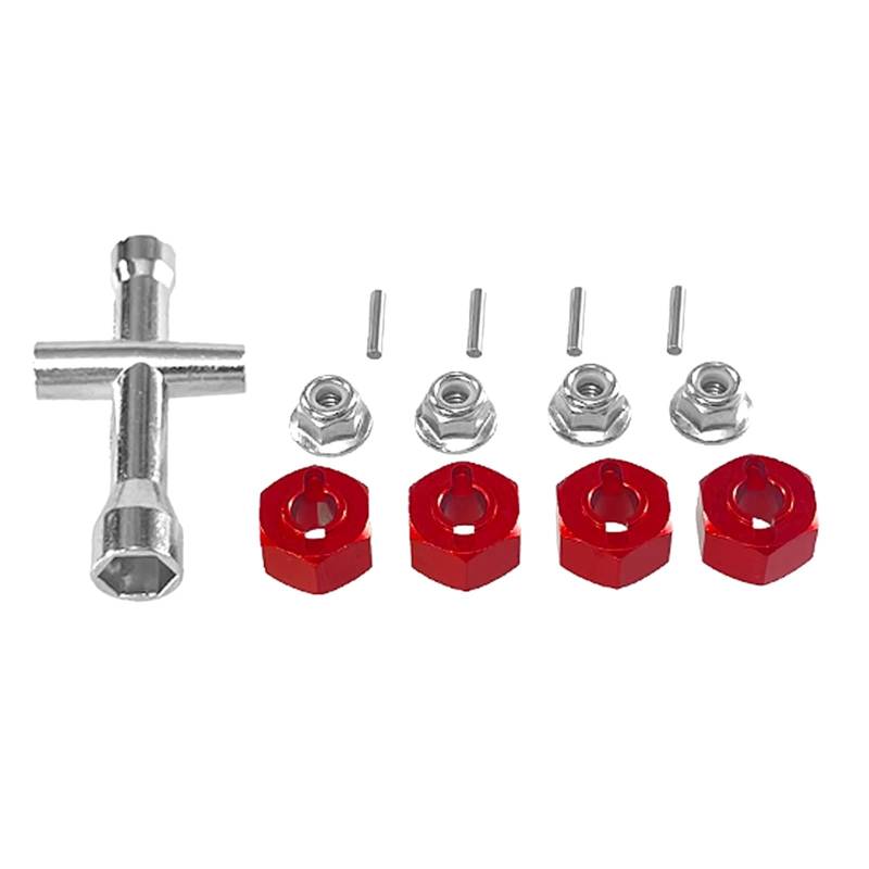 TOQPCZA RC Autoteile Für Hyper Go Für MJX 1/14 14209-10 H14BM 14301-02-03 1/16 H16bm Fernbedienung Auto Upgrade Kreuz Schlüssel Hex Set M4 Mutter Metall Teile(Red) von TOQPCZA