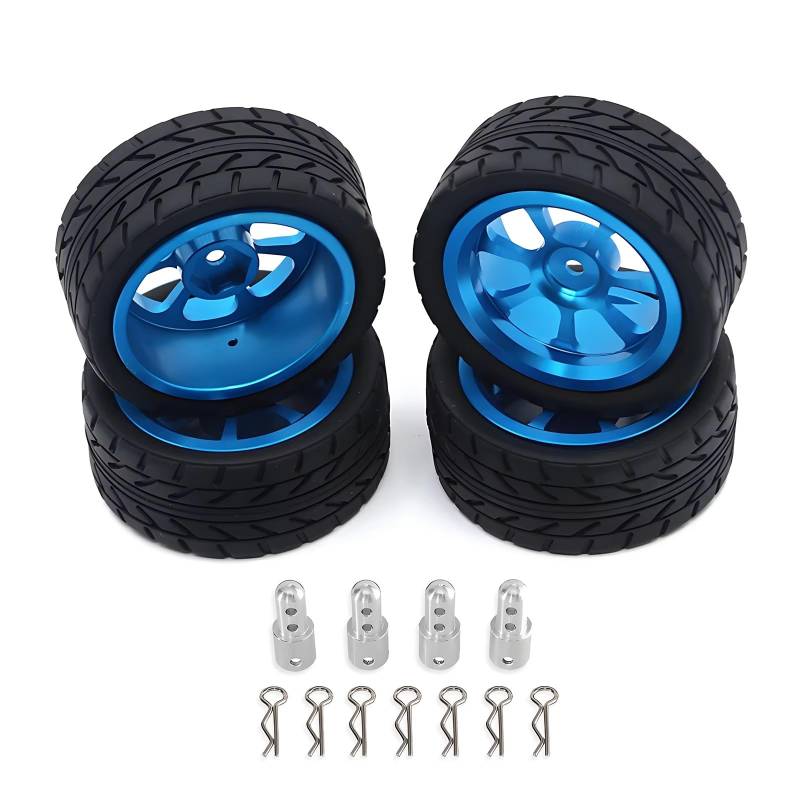 TOQPCZA RC Autoteile Für Hyper Go Für MJX Für 14301 14303 1/14 Fernbedienung Rc Auto Modifikation Upgrade Metall Radnabe Reifen Stecker Ersatzteile(Blue) von TOQPCZA