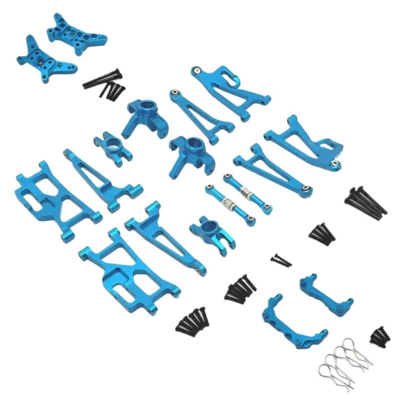 TOQPCZA RC Autoteile Für MJX 14209 14210 1/14 Metall-Lenkbecher Oben Und Unten Für Schwingarm-Set Stoßdämpferhalterung Karosseriepfosten RC-Auto-Upgrade-Teile Zubehör(Blue) von TOQPCZA