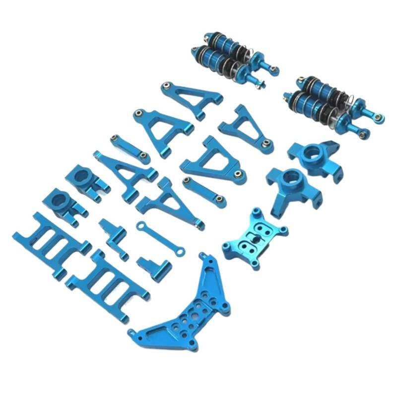 TOQPCZA RC Autoteile Für MJX 14301 14302 1/14 Vorne Und Hinten Kipphebel Lenkung Tasse Stoßdämpfer Metall Upgrade Kit Fernbedienung Auto Teile(Blue) von TOQPCZA