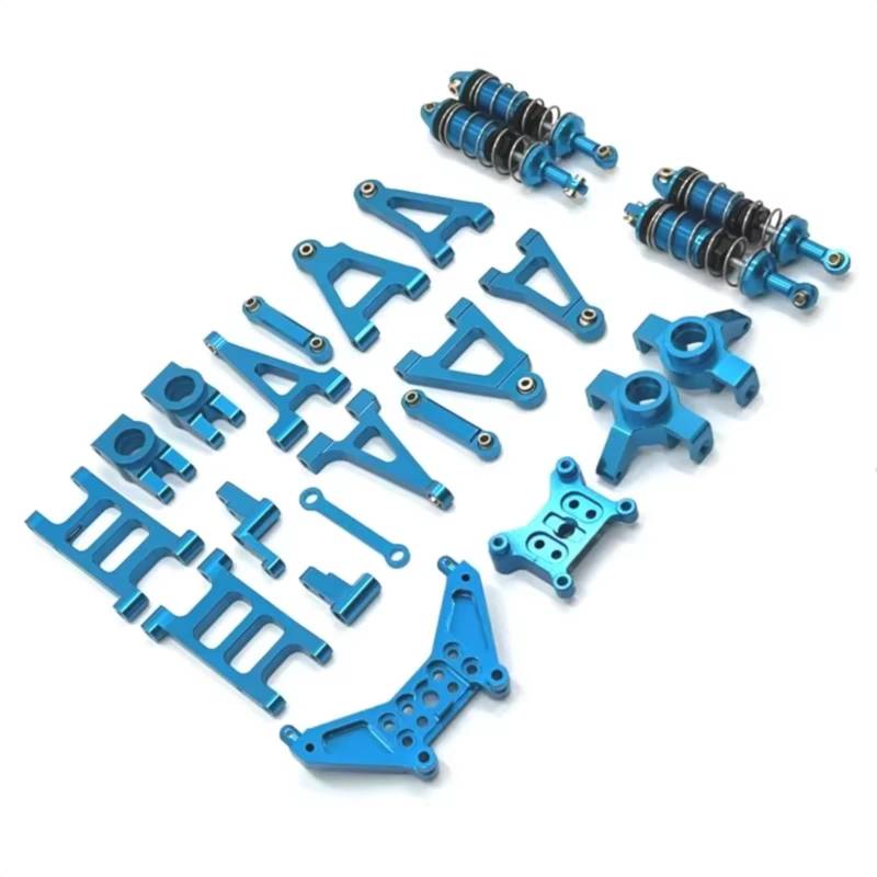 TOQPCZA RC Autoteile Für MJX Für 14301 14302 1/14 Vorne Und Hinten Rocker Arm Lenkung Tasse Stoßdämpfer Metall Upgrade Kit Fernbedienung Auto Teile(Blue) von TOQPCZA