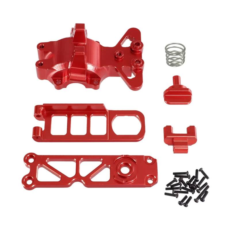 TOQPCZA RC Autoteile Für MJX Für Hyper Go 1/16 16207/08 H16 H16BM H16PL H16V3 M162 M163 Front Upper Getriebe Abdeckung Batterie Clip Upgrade Metall Zubehör(Red) von TOQPCZA