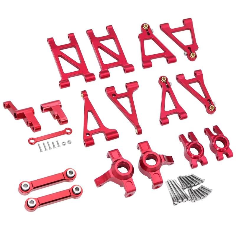 TOQPCZA RC Autoteile Für MJX Für Hyper Go 14303 14302 14301 1/14 Metalllenkung Spurstange Vorne Hinten Oberen Niedrigen Für Schaukel Arm RC Upgrade Teil(Red,Color1) von TOQPCZA