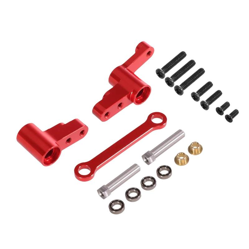 TOQPCZA RC Autoteile Für MJX Für Hyper Go Für 14301 14302 14303 1/14 RC Auto Metall Verbesserte Verbesserte Lenkung Komponente Mit Lenksäule Verbesserte Clearance(Red) von TOQPCZA