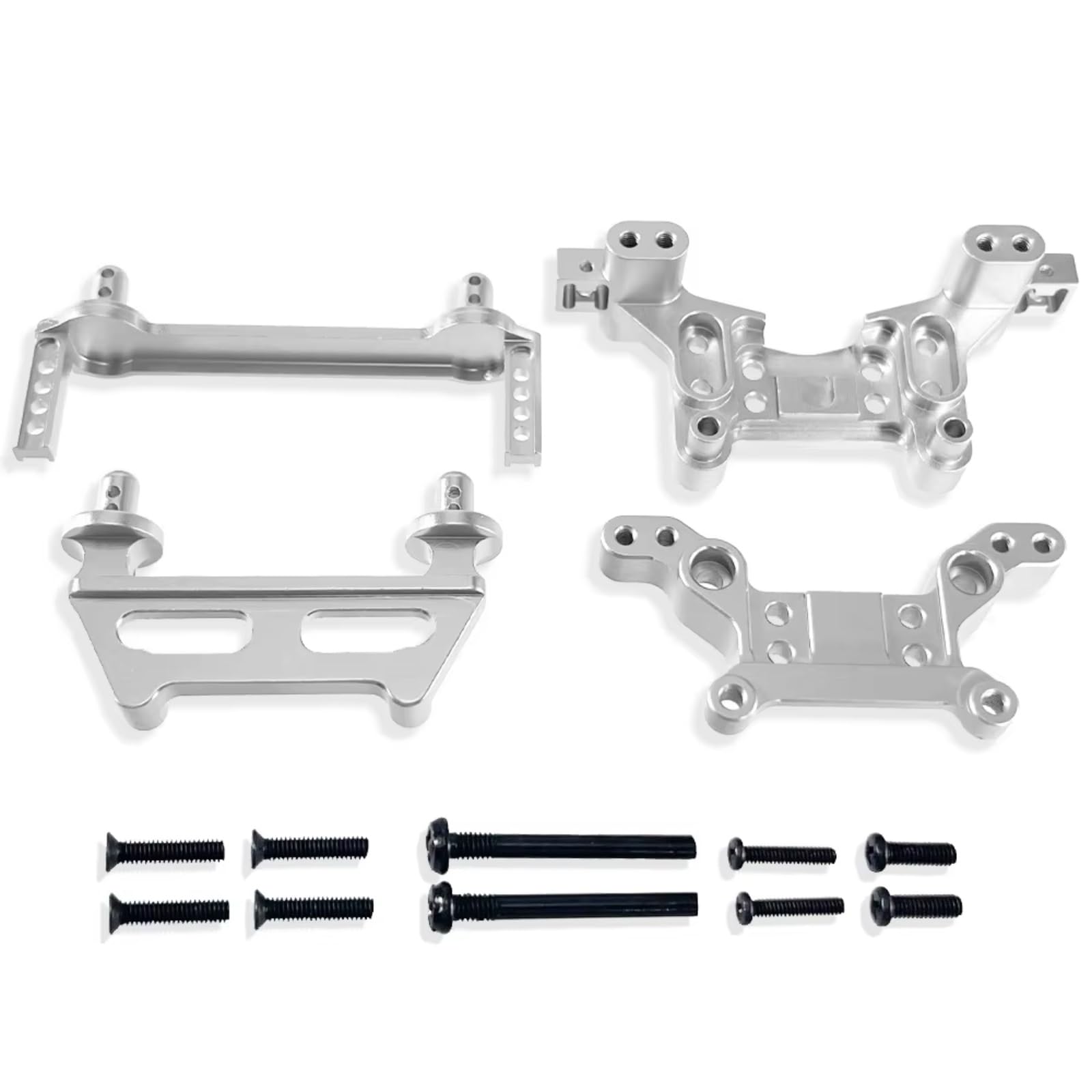 TOQPCZA RC Autoteile Für MJX Für Hyper Go Für 16208 16209 16210 H16 H16BM 1/16 RC Ca Metall Upgrade Teile Körper Säulen Vorne Hinten Shock Tower(Silver) von TOQPCZA