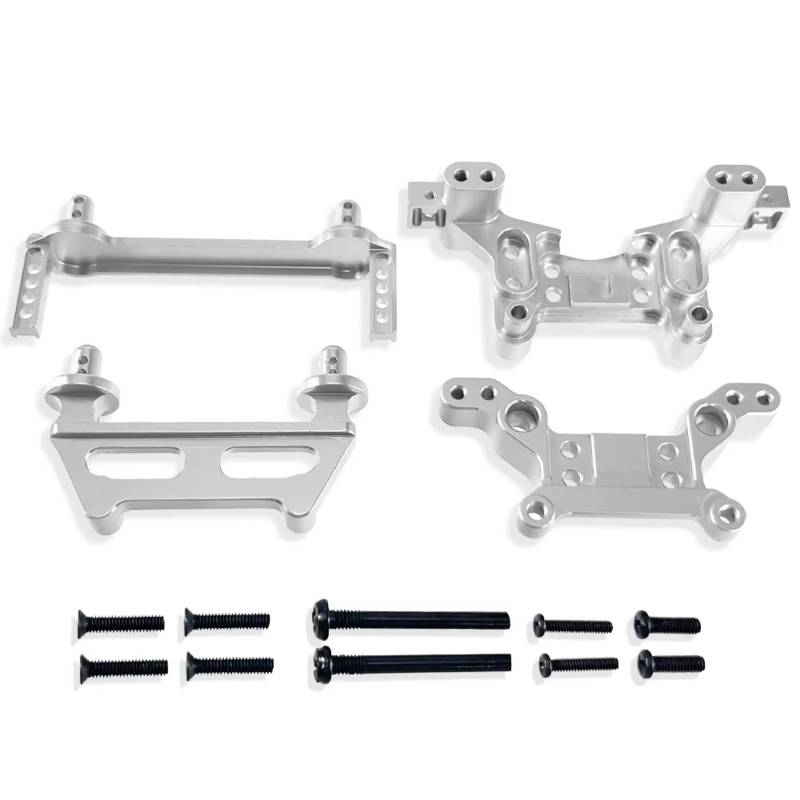 TOQPCZA RC Autoteile Für MJX Für Hyper Go Für 16208 16209 16210 H16 H16BM 1/16 RC Ca Metall Upgrade Teile Körper Säulen Vorne Hinten Shock Tower(Silver) von TOQPCZA