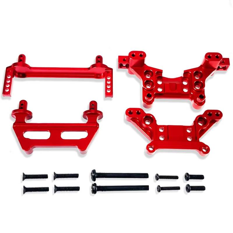 TOQPCZA RC Autoteile Für MJX Für Hyper Go Für 16208 16209 16210 H16 H16BM 1/16 RC Metall Upgrade Teile Vorne Hinten Körper Säulen Schock Turm(Red) von TOQPCZA