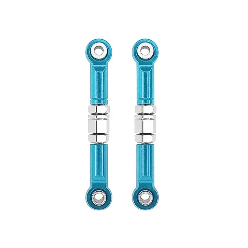 TOQPCZA RC Autoteile Für MJX H16 16207 16208 16209 16210 1/16 2 Pcs Front Steering Rod Metall Steering Link Fernbedienung Auto Teile Zubehör(Blue) von TOQPCZA