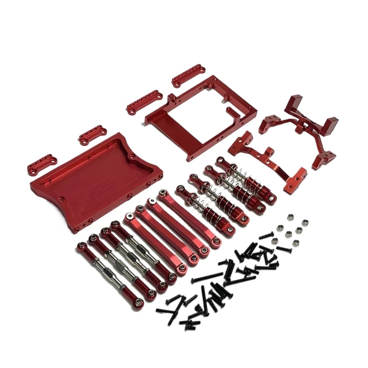 TOQPCZA RC Autoteile Für MN D90 Für MN98 Für MN99S 1/12 Metall Für Chassis Link Rod Servo Halterung Stoßdämpfer Strahl Set RC Auto Upgrade Teile(Red) von TOQPCZA