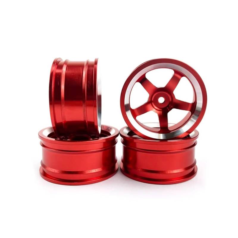 TOQPCZA RC Autoteile Für MN Für MN86K 4WD G500 4Pcs Metall Hub Fernbedienung Rad Felgen Verfolgt Off Road LKW Fernbedienung Auto Ersatzteile DIY Zubehör(Red) von TOQPCZA