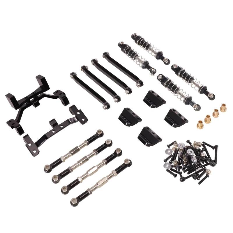 TOQPCZA RC Autoteile Für MN Für MN99S 1/12 1 Set Fernbedienung Auto Metall Upgrade Teile Zubehör Stange Stoßdämpfer Set(Black) von TOQPCZA