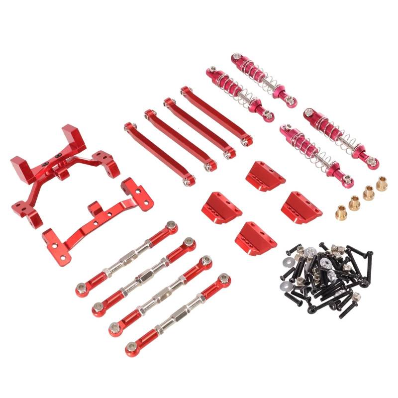 TOQPCZA RC Autoteile Für MN Für MN99S 1/12 1 Set Fernbedienung Auto Metall Upgrade Teile Zubehör Stange Stoßdämpfer Set(Red) von TOQPCZA