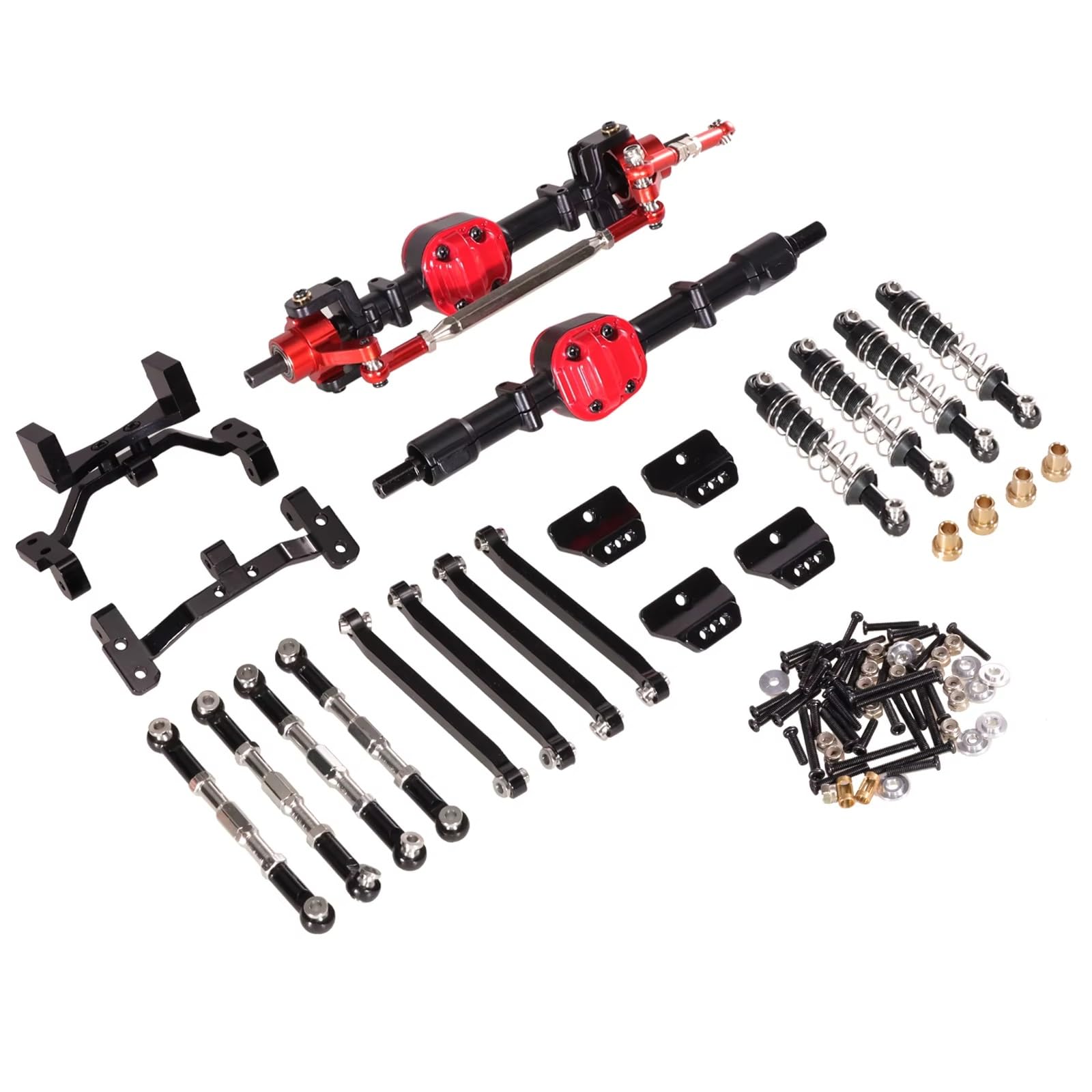 TOQPCZA RC Autoteile Für MN Für MN99S 1/12 RC Auto Metall Upgrade Vorder- Und Hinterachse Spurstange Stoßdämpfer Kit RC Auto Upgrade Zubehör(Black Set) von TOQPCZA