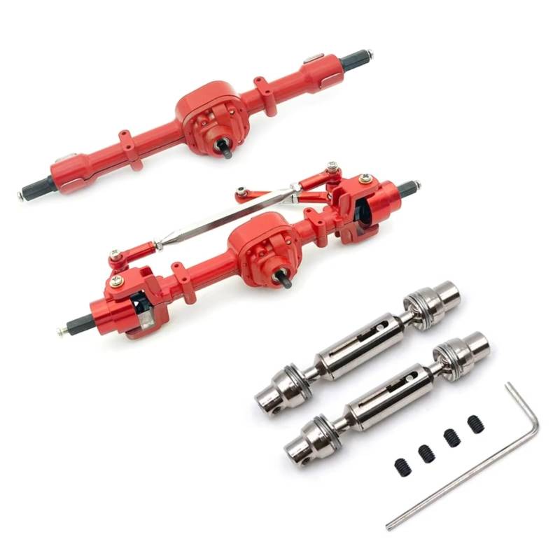 TOQPCZA RC Autoteile Für MN Für MN99S D90 D91 D96 D99S MN90 MN96 MN99 1/12 1 Paar Vorne Hinterachse Set Mit Metall Getriebe Antriebswelle RC Auto Upgrade Teile Zubehör(Red) von TOQPCZA