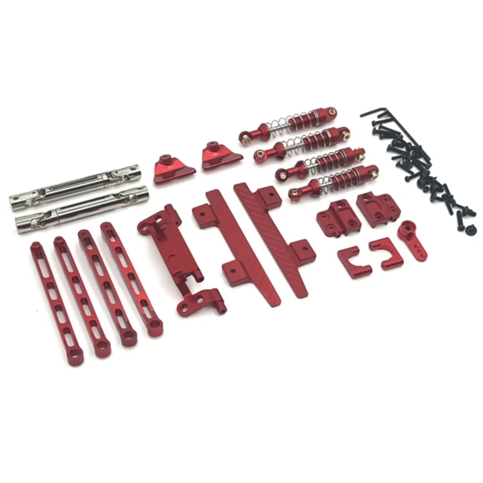 TOQPCZA RC Autoteile Für MN82 1/12 Metall Für Chassis Link Rod Zugstange Montieren Stoßdämpfer Seite Pedal Antriebswelle Servo Arm RC Auto Upgrade Teile(Red) von TOQPCZA
