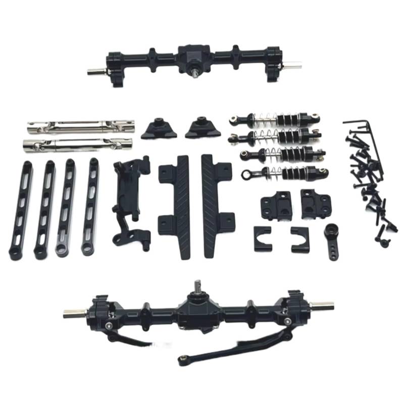 TOQPCZA RC Autoteile Für MN82 1/12 Portalachse Aus Metall Vorne Und Hinten Für Chassis Verbindungsstange, Zugstangenhalterung Stoßdämpfer Seitenpedal RC-Auto-Upgrade-Teile(Black) von TOQPCZA