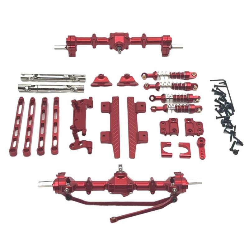 TOQPCZA RC Autoteile Für MN82 1/12 Portalachse Aus Metall Vorne Und Hinten Für Chassis Verbindungsstange, Zugstangenhalterung Stoßdämpfer Seitenpedal RC-Auto-Upgrade-Teile(Red) von TOQPCZA