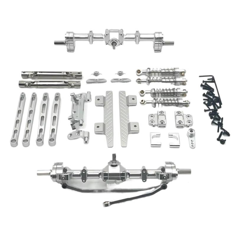TOQPCZA RC Autoteile Für MN82 1/12 Portalachse Aus Metall Vorne Und Hinten Für Chassis Verbindungsstange, Zugstangenhalterung Stoßdämpfer Seitenpedal RC-Auto-Upgrade-Teile(Silver) von TOQPCZA