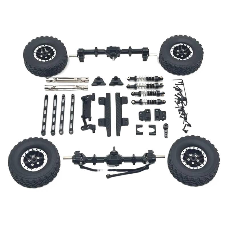 TOQPCZA RC Autoteile Für MN82 Metall Vordere Und Hintere Portal Achse Für Chassis Link Stange Zugstange Montieren Stoßdämpfer Reifen Seite Pedal 1/12 RC Auto Upgrade Teile(Black) von TOQPCZA