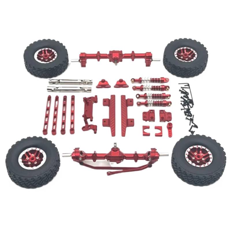 TOQPCZA RC Autoteile Für MN82 Metall Vordere Und Hintere Portal Achse Für Chassis Link Stange Zugstange Montieren Stoßdämpfer Reifen Seite Pedal 1/12 RC Auto Upgrade Teile(Red) von TOQPCZA