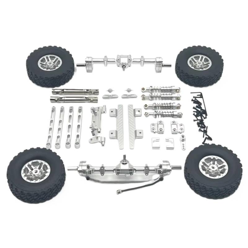 TOQPCZA RC Autoteile Für MN82 Metall Vordere Und Hintere Portal Achse Für Chassis Link Stange Zugstange Montieren Stoßdämpfer Reifen Seite Pedal 1/12 RC Auto Upgrade Teile(Silver) von TOQPCZA