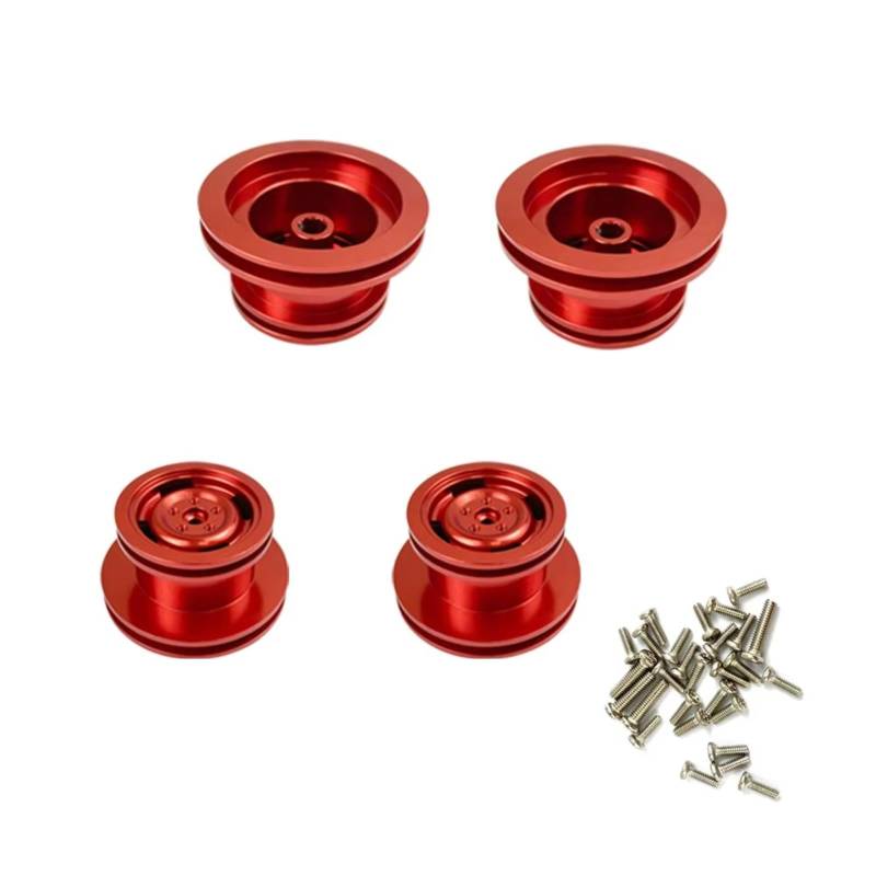 TOQPCZA RC Autoteile Für MN99S D90 D91 MN45 45K 90K 91K 96 99 99A 1/12 1 Set Metall Hub Felge Zubehör Reifen Center Upgrade Teile Conversion Kit(Red) von TOQPCZA