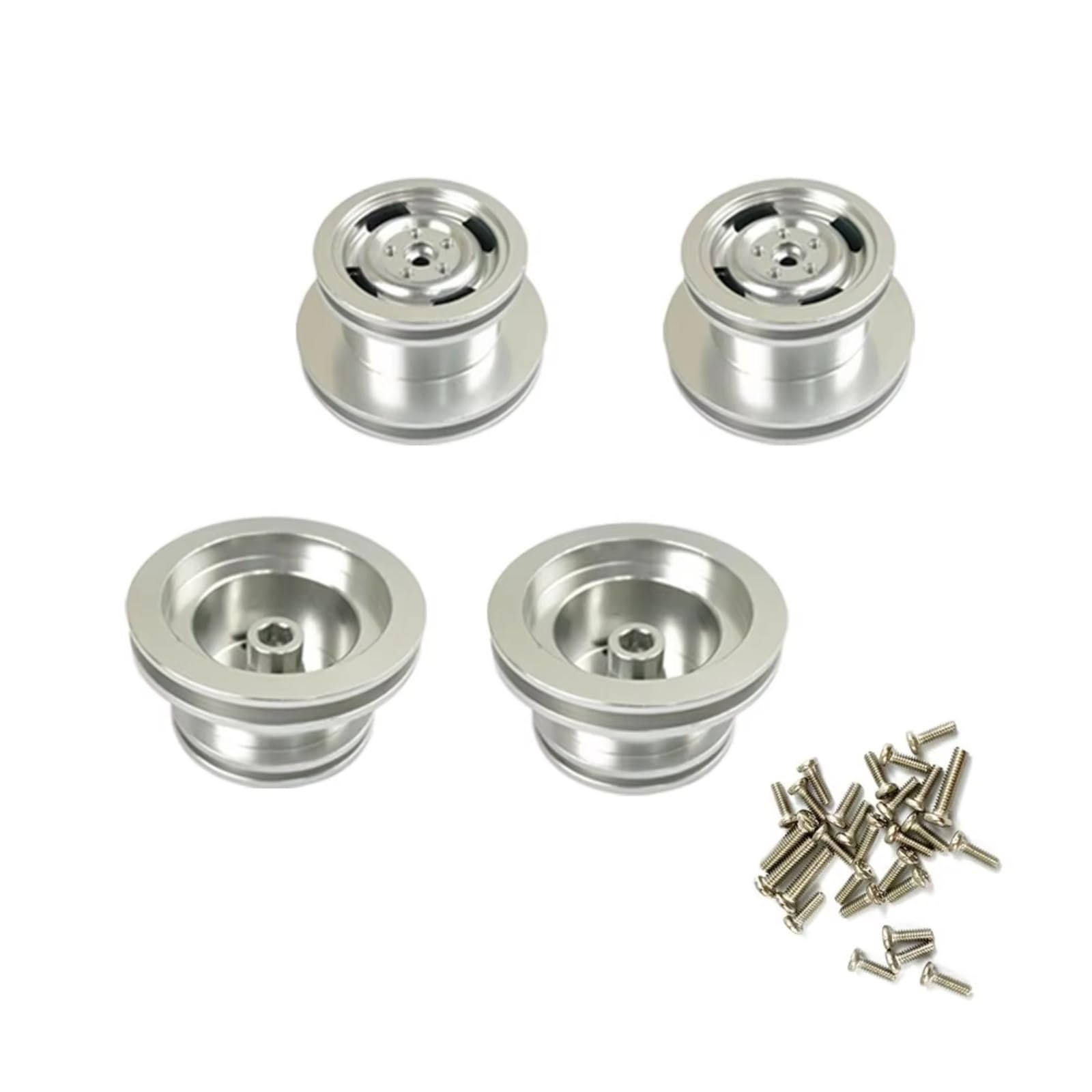TOQPCZA RC Autoteile Für MN99S D90 D91 MN45 45K 90K 91K 96 99 99A 1/12 1 Set Metall Hub Felge Zubehör Reifen Center Upgrade Teile Conversion Kit(Silver) von TOQPCZA