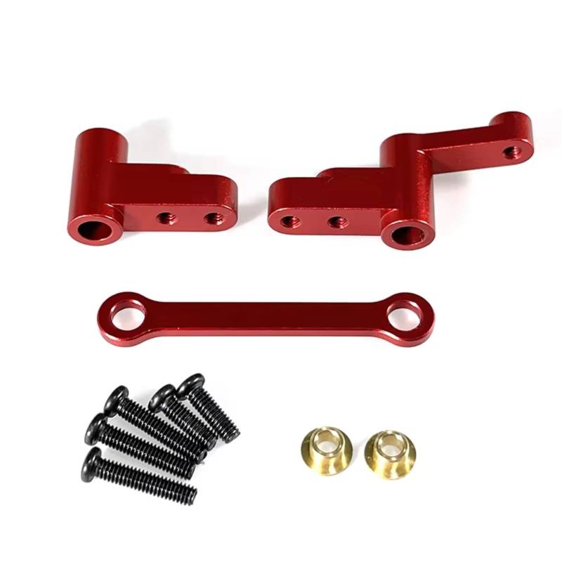 TOQPCZA RC Autoteile Für Mjx Für Hyper Go Für 14301 14302 1/14 Fernbedienung Auto Zubehör Teile Upgrade Metall Lenkung Gruppe Getriebe Komponenten(Red) von TOQPCZA