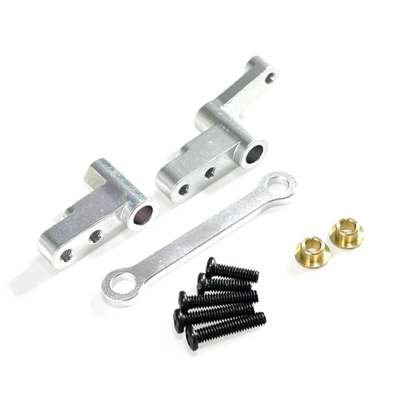 TOQPCZA RC Autoteile Für Mjx Für Hyper Go Für 14301 14302 1/14 Fernbedienung Auto Zubehör Teile Upgrade Metall Lenkung Gruppe Getriebe Komponenten(Silver) von TOQPCZA