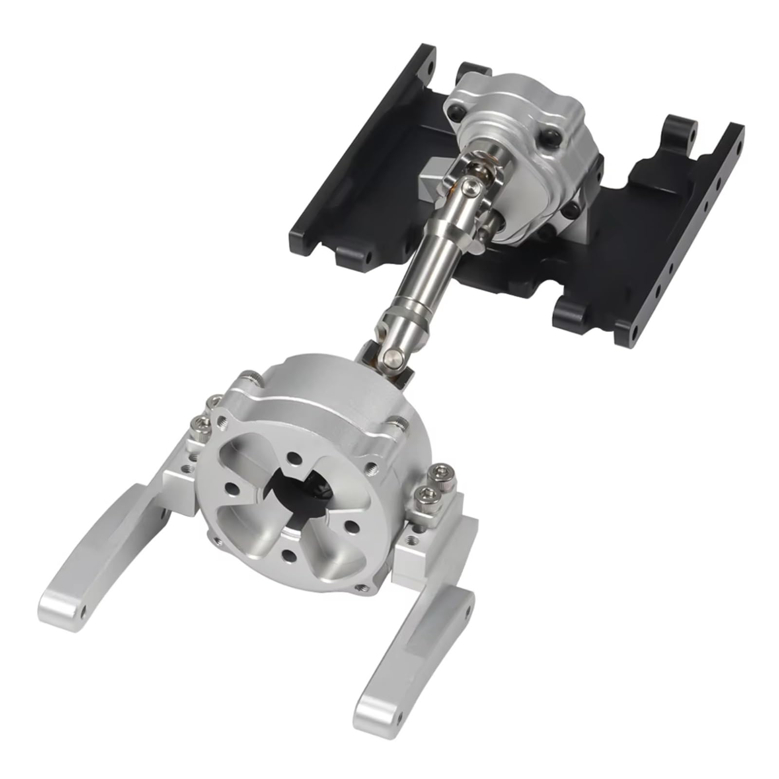 TOQPCZA RC Autoteile Für SCX10 II 1/10 Front Mount Planetengetriebe Transfer Fall Skid Platte Antriebswelle Getriebe Set RC Crawler Für Chassis 90046(Silver) von TOQPCZA