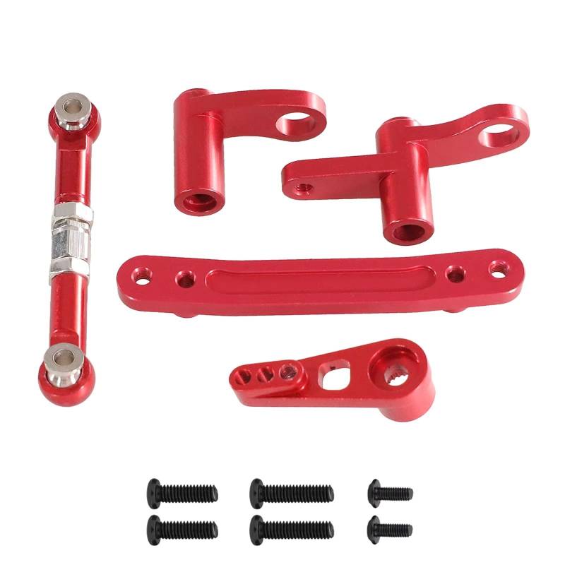 TOQPCZA RC Autoteile Für SCY 16101 16102 16103 16104 16106 16201 1/16 Fernbedienung Auto Teile Metall Verbesserte Lenkung Komponenten Lenkung Stange(Red) von TOQPCZA