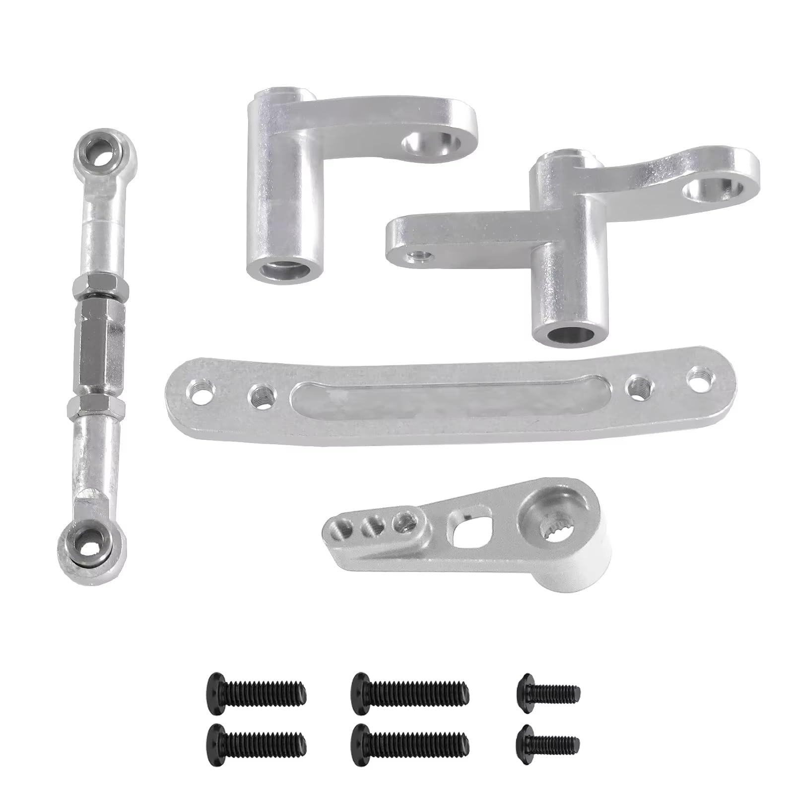 TOQPCZA RC Autoteile Für SCY 16101 16102 16103 16104 16106 16201 1/16 Fernbedienung Auto Teile Metall Verbesserte Lenkung Komponenten Lenkung Stange(Silver) von TOQPCZA