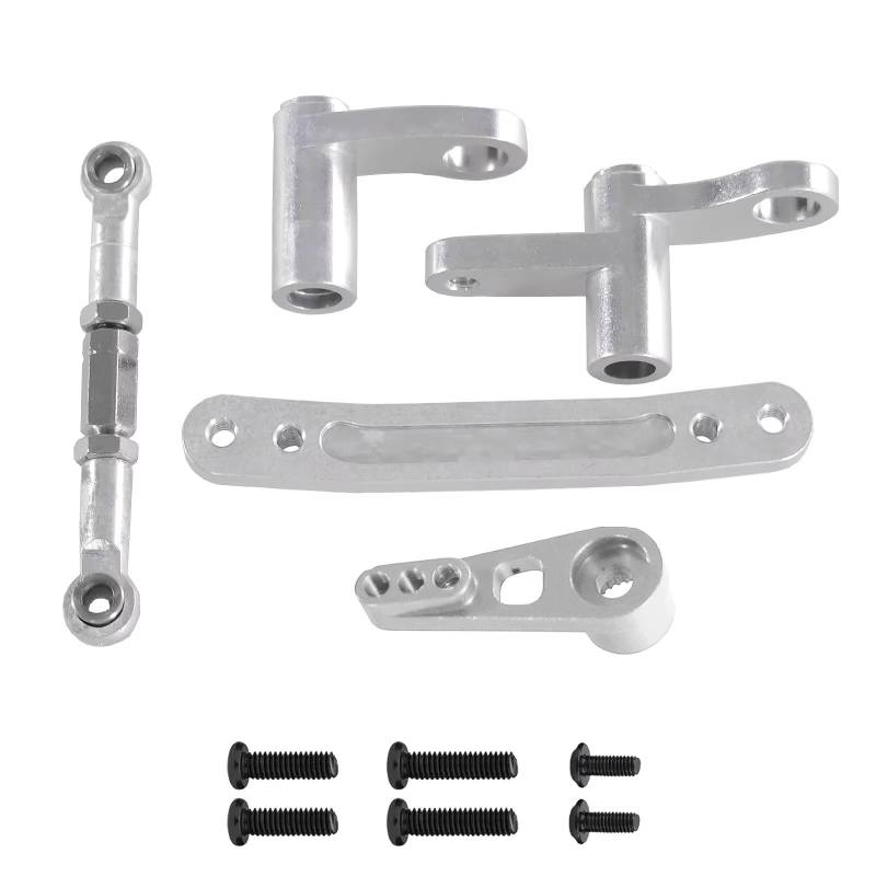 TOQPCZA RC Autoteile Für SCY 16101 16102 16103 16104 16106 16201 1/16 Fernbedienung Auto Teile Metall Verbesserte Lenkung Komponenten Lenkung Stange(Silver) von TOQPCZA