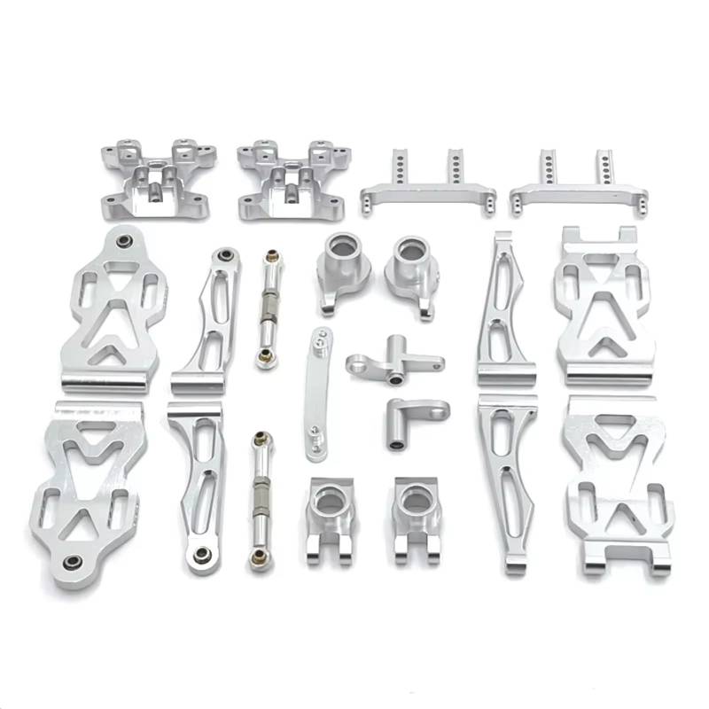 TOQPCZA RC Autoteile Für SCY Für 16101 16102 16103 16104 16106 16201 Für Jjrc Für Q130A Q130B Q141 16201 1/16 Metall Upgrade Teile Kit Vorderen Und Hinteren Arm Lenkung Tasse(Silver) von TOQPCZA