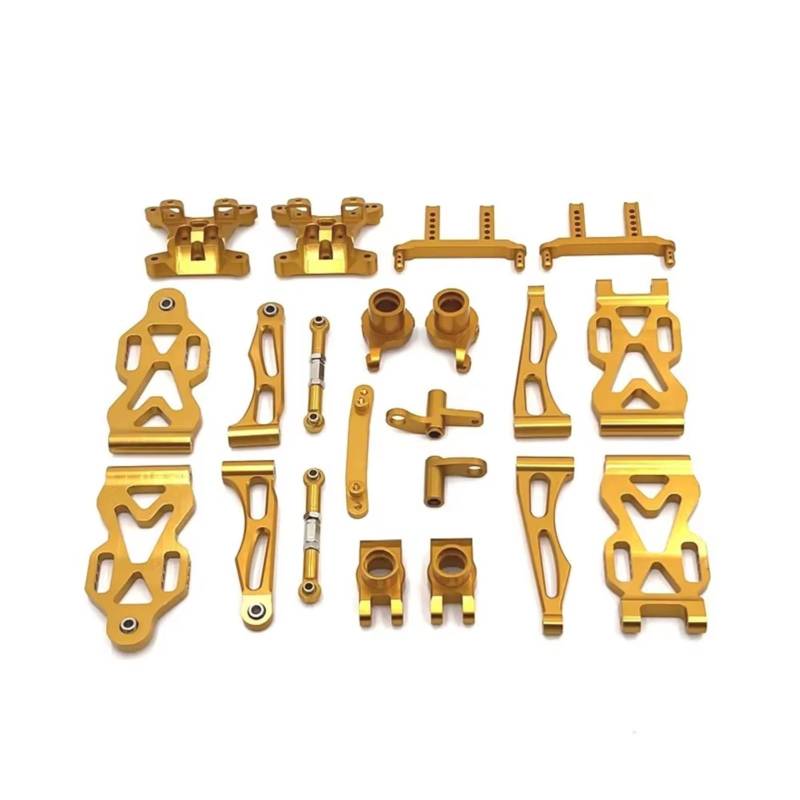 TOQPCZA RC Autoteile Für SCY Für 16101 16102 16103 16104 16106 16201 Für Jjrc Für Q130A Q130B Q141 16201 1/16 Metall Upgrade Teile Kit Vorderen Und Hinteren Arm Lenkung Tasse(Yellow) von TOQPCZA