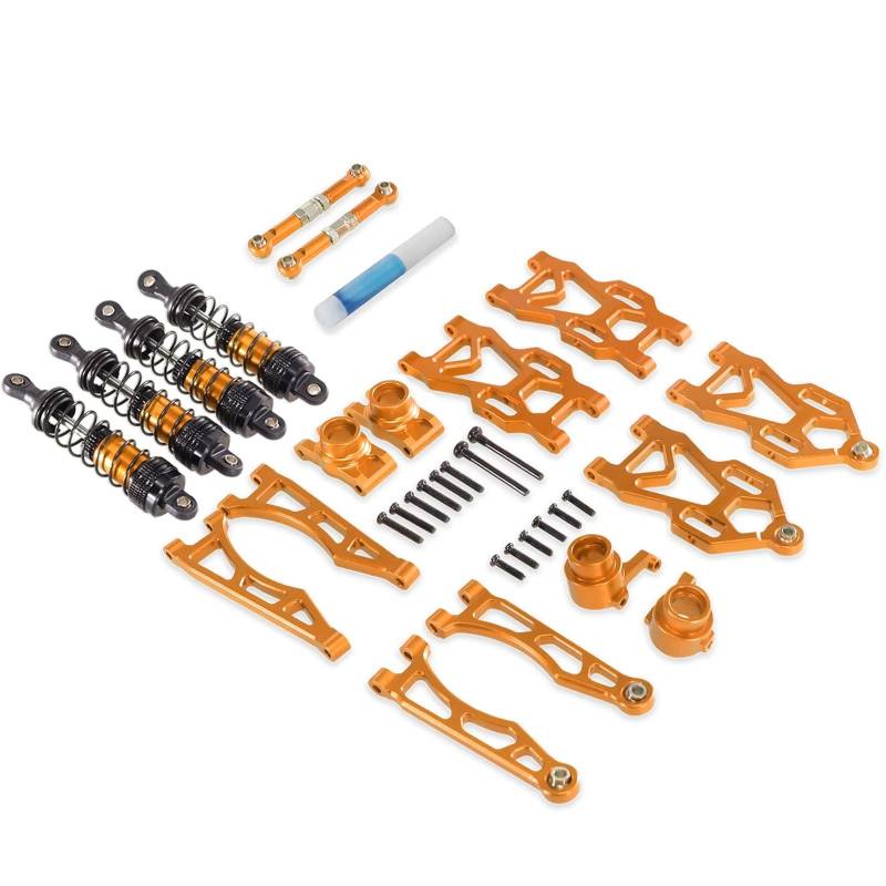 TOQPCZA RC Autoteile Für SCY Für 16101 16102 16103 16104 16201 16101Pro 16102Pro Suspension Arm Rad Für Sitz Lenkung Tasse Set Upgrade Metall Teile Zubehör(Yellow,Size2) von TOQPCZA