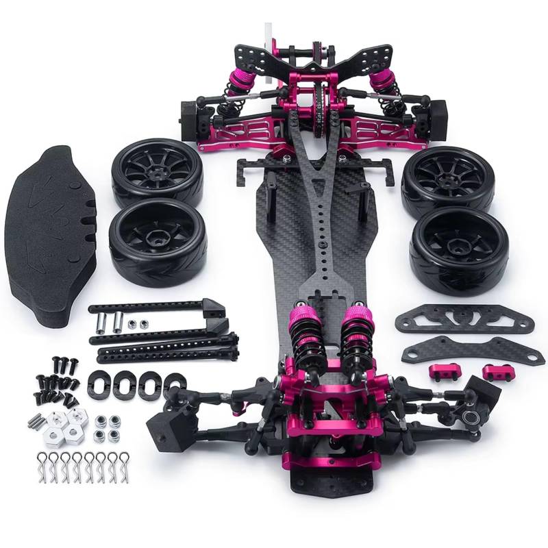 TOQPCZA RC Autoteile Für Sakura Für D5 1/10 Metall Carbon Faser Kunststoff Rahmen Kit Rad Felgen Stoßdämpfer RC Fernbedienung Drift Auto Teile(Purple) von TOQPCZA