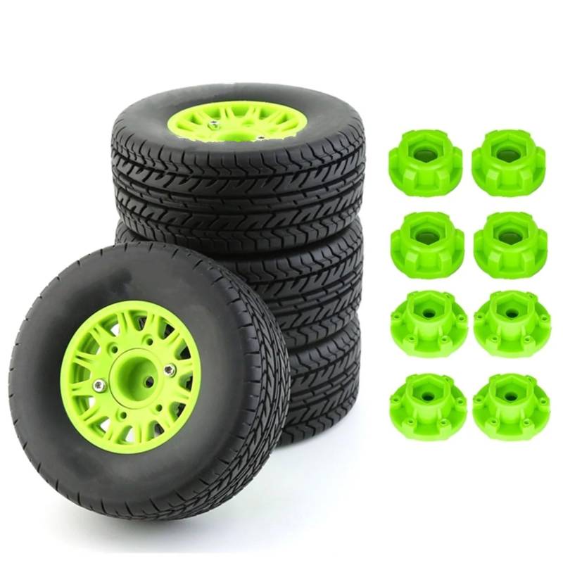 TOQPCZA RC Autoteile Für Senton Für Vkar Sctx10 Für Hpl RC Auto 4Pcs 113mm 1/8 1/10 Short Course Truck Reifen Mit 12mm 14mm 17mm Rad Hex(Green) von TOQPCZA