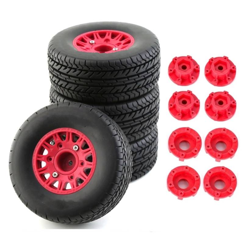 TOQPCZA RC Autoteile Für Senton Für Vkar Sctx10 Für Hpl RC Auto 4Pcs 113mm 1/8 1/10 Short Course Truck Reifen Mit 12mm 14mm 17mm Rad Hex(Red) von TOQPCZA