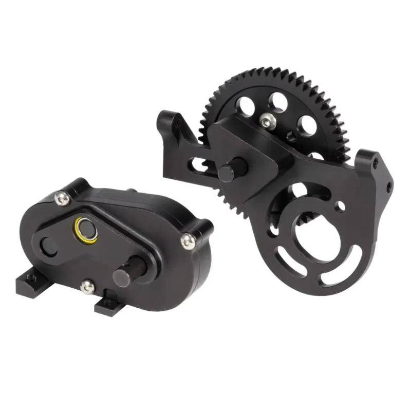 TOQPCZA RC Autoteile Für Sherpa 1/10 RC Crawler Rigs Für Chassis Comp Builds Overdrive Transfer Fall Vorwärts Motor Mount Set Mit 56T Delrin Stirnradgetriebe(Black) von TOQPCZA