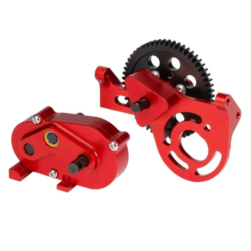 TOQPCZA RC Autoteile Für Sherpa 1/10 RC Crawler Rigs Für Chassis Comp Builds Overdrive Transfer Fall Vorwärts Motor Mount Set Mit 56T Delrin Stirnradgetriebe(Red) von TOQPCZA