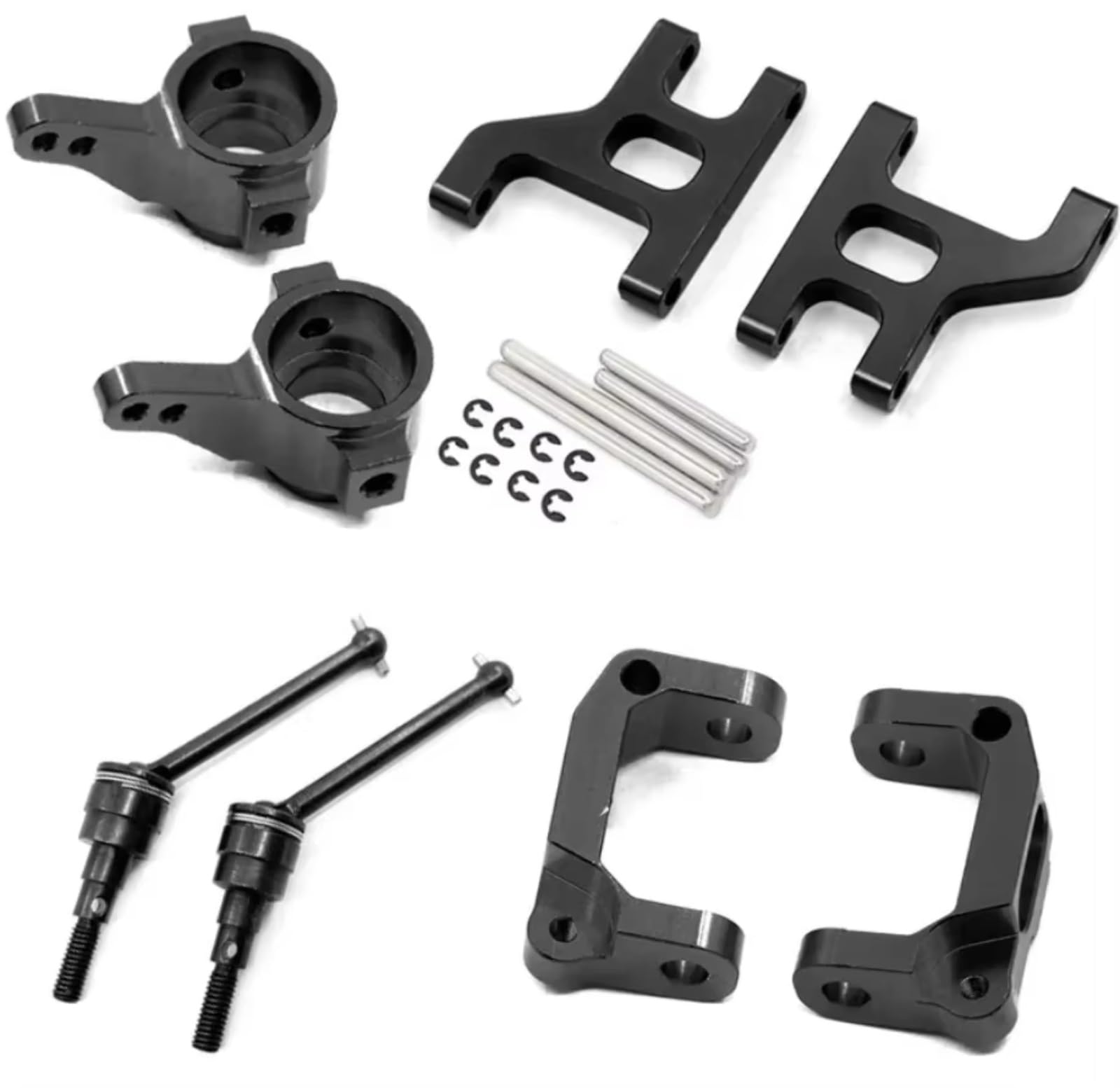 TOQPCZA RC Autoteile Für Tamiya Für CC01 TA02 TA03 4WD 1/10 Front Lower Suspension Arm Hub Carrier Basis C Lenkung Tasse Metall Antriebswelle RC Auto Upgrade Teile(Black) von TOQPCZA
