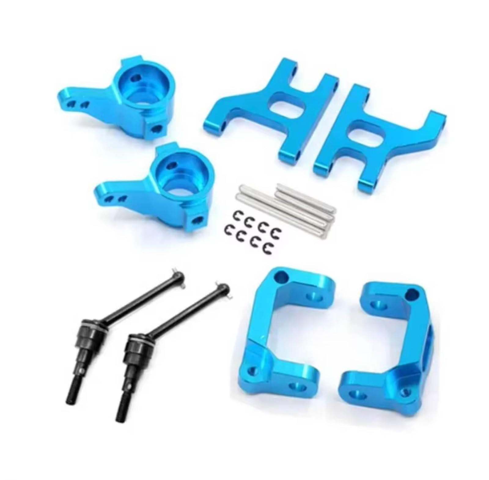 TOQPCZA RC Autoteile Für Tamiya Für CC01 TA02 TA03 4WD 1/10 Front Lower Suspension Arm Hub Carrier Basis C Lenkung Tasse Metall Antriebswelle RC Auto Upgrade Teile(Blue) von TOQPCZA