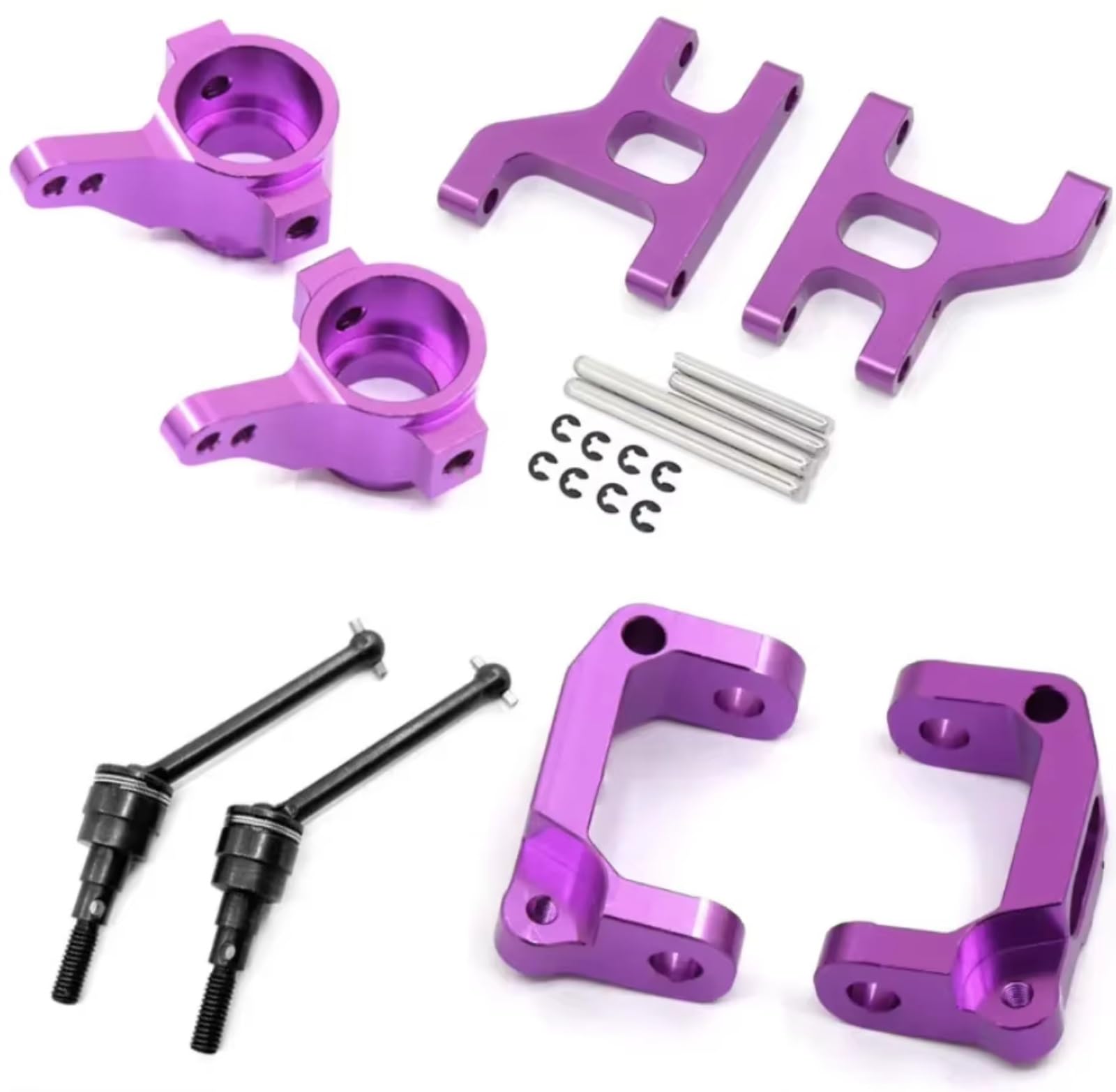 TOQPCZA RC Autoteile Für Tamiya Für CC01 TA02 TA03 4WD 1/10 Front Lower Suspension Arm Hub Carrier Basis C Lenkung Tasse Metall Antriebswelle RC Auto Upgrade Teile(Purple) von TOQPCZA