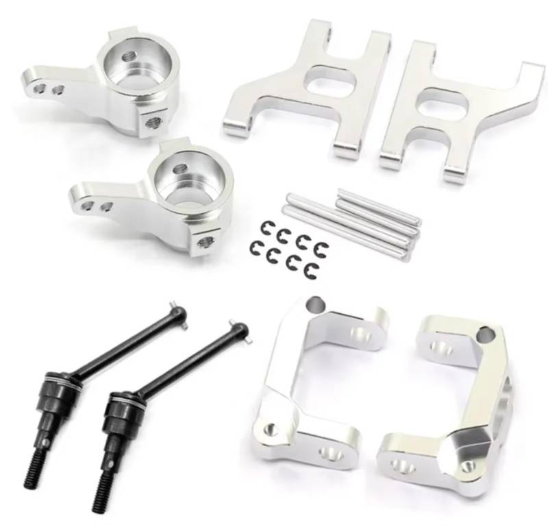TOQPCZA RC Autoteile Für Tamiya Für CC01 TA02 TA03 4WD 1/10 Front Lower Suspension Arm Hub Carrier Basis C Lenkung Tasse Metall Antriebswelle RC Auto Upgrade Teile(Silver) von TOQPCZA