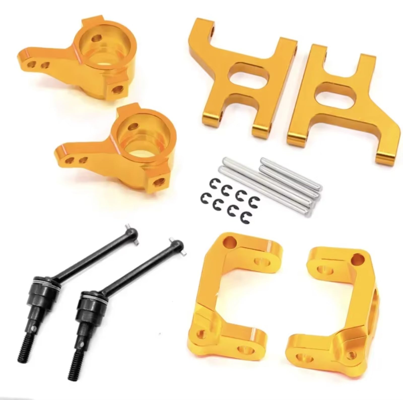 TOQPCZA RC Autoteile Für Tamiya Für CC01 TA02 TA03 4WD 1/10 Front Lower Suspension Arm Hub Carrier Basis C Lenkung Tasse Metall Antriebswelle RC Auto Upgrade Teile(Yellow) von TOQPCZA