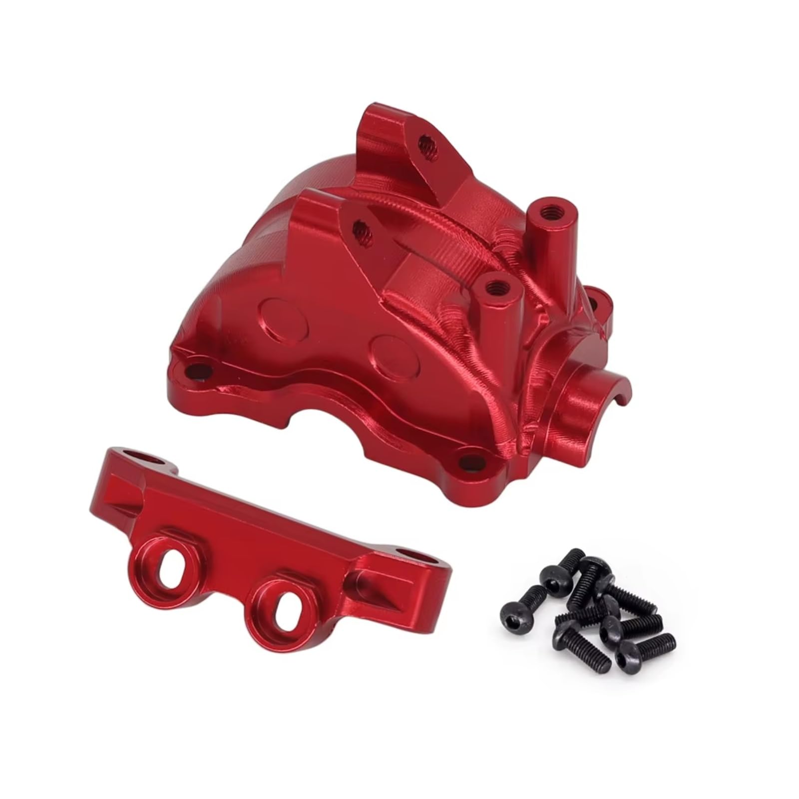 TOQPCZA RC Autoteile Für Tamiya Für TT02 1/10 RC Auto Getriebe Gehäuse Kit Aluminium Vorne Oder Hinten Differential Getriebe Abdeckung Und Oberen Arm Montieren Arm Stabilisator(Red) von TOQPCZA