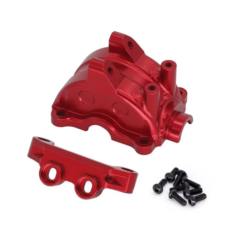 TOQPCZA RC Autoteile Für Tamiya Für TT02 1/10 RC Auto Getriebe Gehäuse Kit Aluminium Vorne Oder Hinten Differential Getriebe Abdeckung Und Oberen Arm Montieren Arm Stabilisator(Red) von TOQPCZA