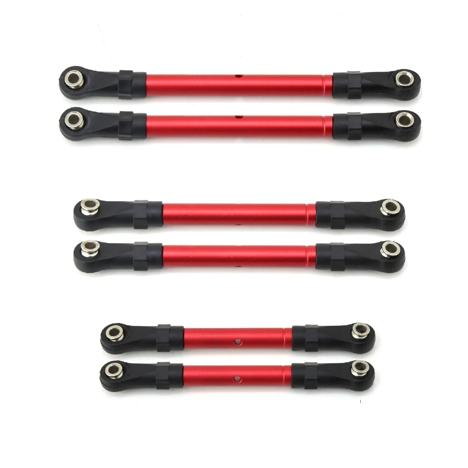 TOQPCZA RC Autoteile Für Traxxas Für Hoss Für Slash Für Rustler 4WD Einstellbar Vorne Und Hinten Zugstange Link Spurstange Lenkstange RC Auto Upgrade Teile(Red) von TOQPCZA