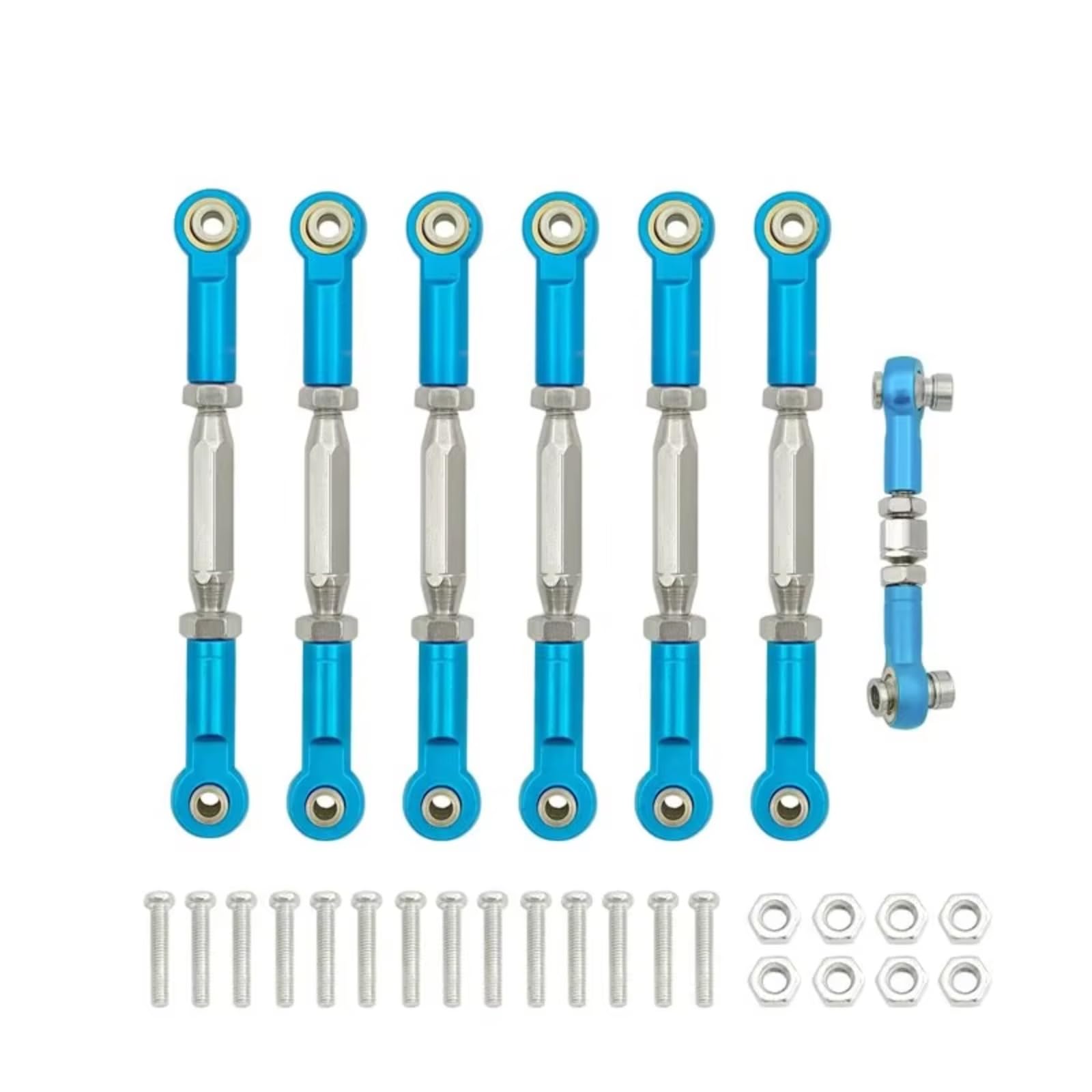 TOQPCZA RC Autoteile Für Traxxas Für Slash 1/10 4X4/2WD 1 Set Metall Spannschloss Camber Link Ende Einstellbare Kit RC Auto Upgrade Teile Ersatz Teile(Sky Blue) von TOQPCZA